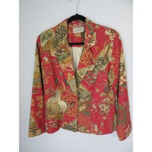 PAINTED PONY Asian Theme Multicolor M Geisha Vtg Lined Long Sleeves Button BR19